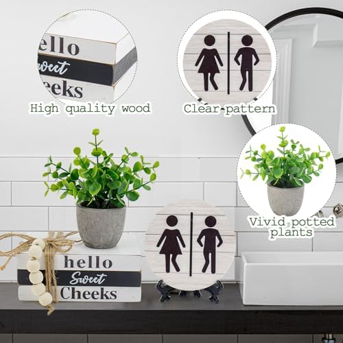 Rustic Wooden Bathroom Shelf Decor Signs with Unique Sayings - Image 3