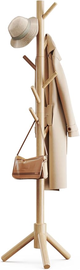 Pipishell Coat Rack Sturdy Wooden Coat Rack Stand, Adjustable Coat Tree by Pipishell