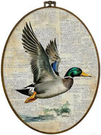 dvhdajed Vintage Mallard Duck Posters Oval Wall Art Decor, Mallard Duck Hunting Framed Canvas Art, Retro Antique Country Farm Animal Oval Wall Hanging Decor for Living Room Nursery Room,8.7x11.3 by dvhdajed
