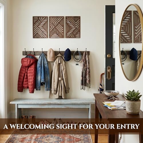 qmmp Modern Wooden Wall Sculptures - Set of 3 - Home Decor Accent - Large Wall Art for Living Room, Bedroom, Office - Easy Installation (Walnut, Medium - Direction) - Image 2