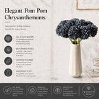 Mandy's 12pcs Artificial Dark Grey Ball Chrysanthemum Flowers - Image 2