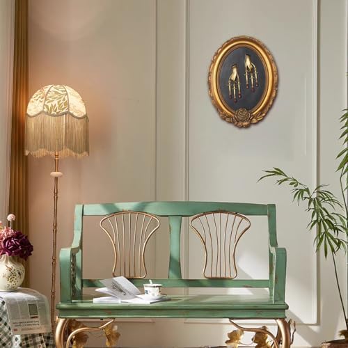 S-MANTIS Vintage Wall Sculpture,Antique Pediment,Hallway Wall Art,Hand Painted Flower Wall Decoration Accent Artworks for Indoor Kitchen Bedroom Living Room Office Outdoor Garden Patio Gothic (Gold Hand) - Image 7