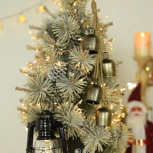 Christmas Bells,Vuskly Gold Bells Metal Hanging Bells with Jute Rope - Image 2