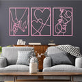 ESTART 3 Pcs Metal Minimalist Line Wall Art, Love Heart Metal Wall Decor by ESTART