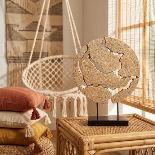 15.75" Modern Abstract Decorative Sculpture, Dining Living Room Desk Decor,Geometric Home Decor Statues,Shelf Top Decor Aesthetics, Wood Grain White - Image 6
