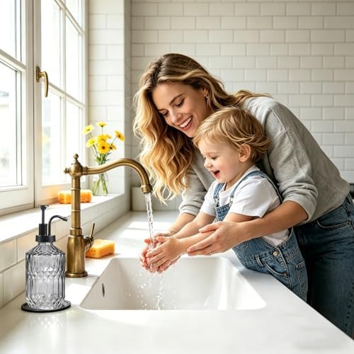 Amolliar 12 Oz Glass Soap Dispenser with Plastic Pump,Dark Grey,1 Pack - Image 4