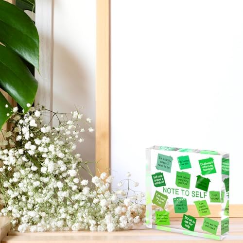 Motivational Office Decor - 4x4 inch Acrylic Sign, Green Desktop Decoration, Printed with Motivational Quotes, Perfect Wellness Gift for Positive Workspace, Gift for Women - Image 3