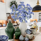 3 Pcs Artificial Wildflowers Dark Blue Long Stem Faux Silk Flowers for Vase - Image 7