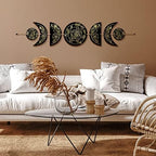 BBTO Boho Wall Decoration Moon Phase Wall Art Star Moon Decor, Black, Gold - Image 2