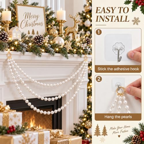 DIYDEC 6Pack Christmas Preal Garland 20in Tree Topper Ornament Decor - Image 2