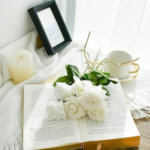 Mandy's Artificial 10 Stems Silk White Rose - Image 3