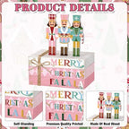 Geelin 4 Pcs Christmas Pink Nutcracker Table Decoration Stacked Wooden Book - Image 4
