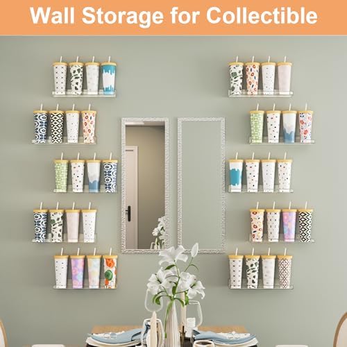 upsimples 10 Pcs 15" Acrylic Shelves for Wall Display and Storage, Clear - Image 5