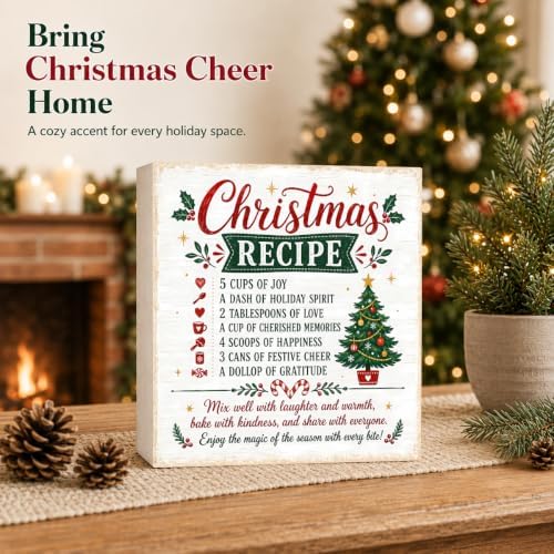 Christmas Kitchen Decor Gifts Christmas Recipe Wood Box Sign - Image 2