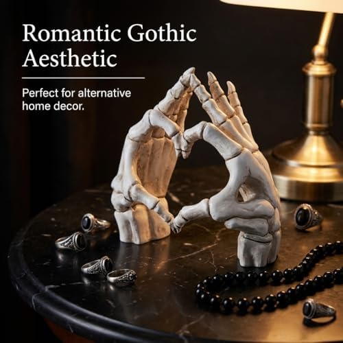 Skeleton Heart Hands Decor Gothic Statues Halloween Decor, White - Image 7