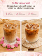 Crochet Flower Bouquet Coasters, Cotton Rose Gifts for Home Decor 2Pcs - Image 7