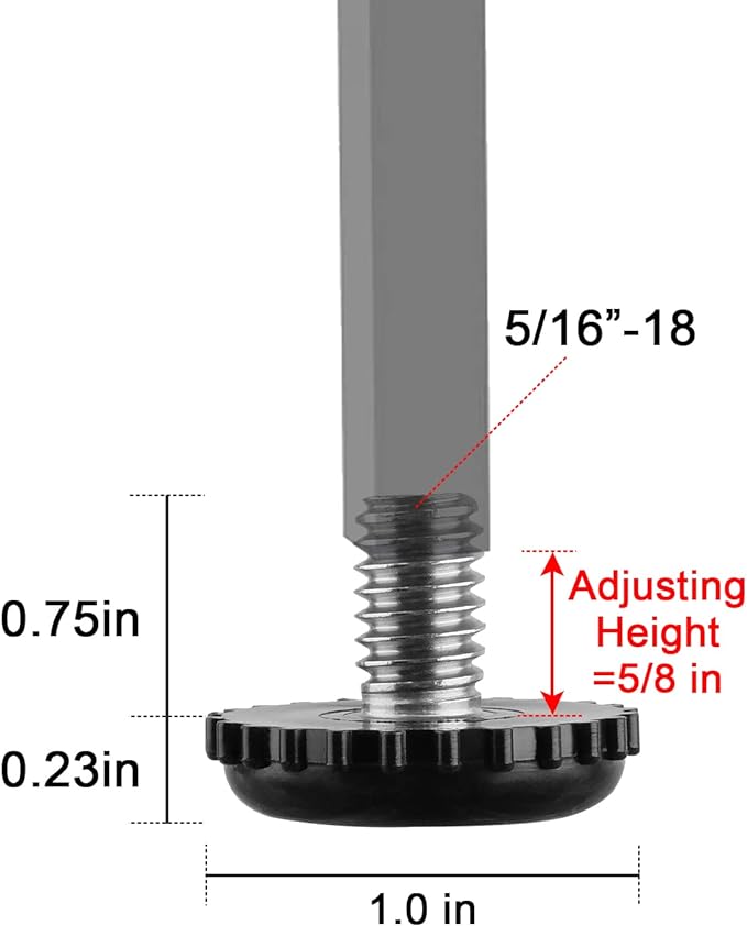 Stainless Steel Screw Furniture Leveling Feet 5/16-18 Screw in Threaded - Image 3