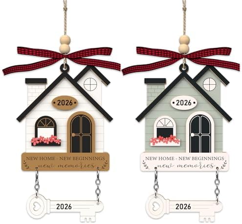 2Pcs House Warming Gifts New Home Ornament 2026 - Wooden First New Home Gift Idea for Couple, Women, or Families - 3D New House Keepsake with Key Design(Brown+Green) by Sulevalt%C2%AE