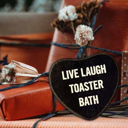 Gothic Wall Decor - Live Laugh Toaster Bath - Black Heart Wooden Hanging Sign - Retro Wall Art Decor For Home Living Room Bathroom, Birthday Anniversary Housewarming Graduation Gift For Women Men -A02 - Image 6