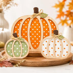 Fall Decorations for Home, Wooden Polka Dot Pumpkin Fall Decor - Image 2