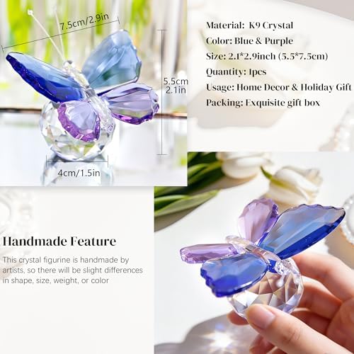 Crystal Cut Butterfly Animal Figurine Ornament Office Table Decor - Image 4