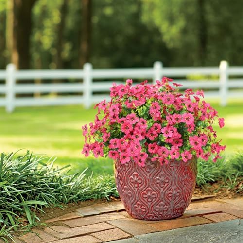ATTGREAT Artificial Flowers for Outdoors UV Resistant, 12 Bundles(Rose Red) - Image 5