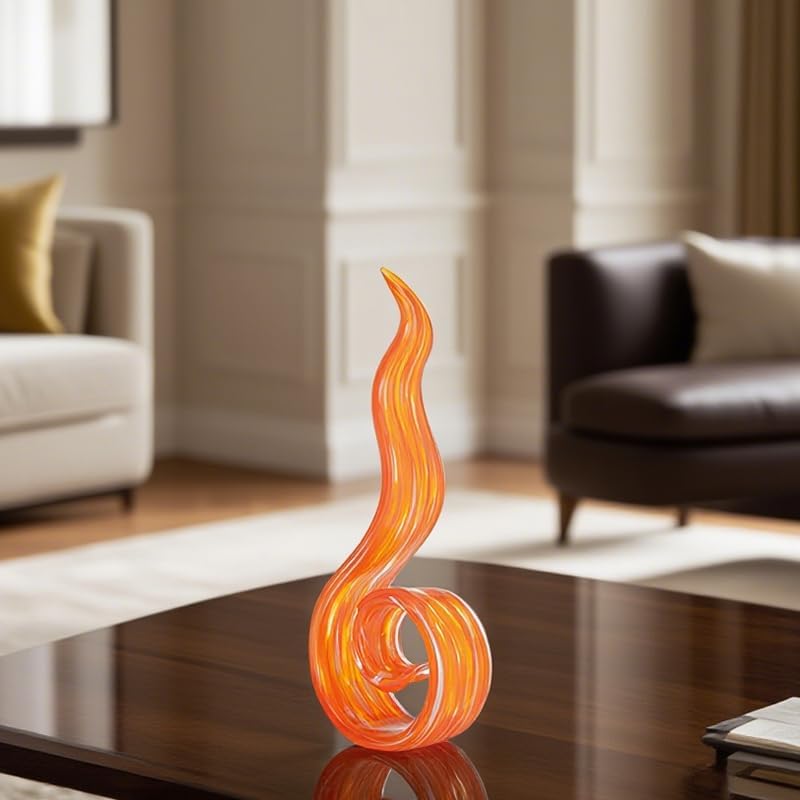 11.4" Tall Hand Blown Glass Sculpture, Murano Style Art Glass Figurine, Modern Coastal Home Decor Accent for Shelf, Table, TV Stand, Living Room Decoration - Image 3