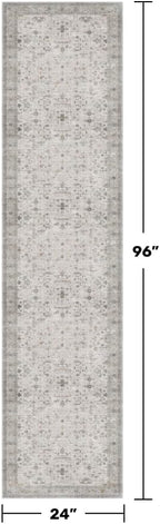 Washable 8ft Long Runners for Hallways, 2x8 Light Gray & Sage Kitchen Runner Rug - Image 2