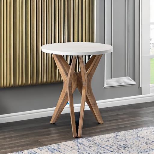 Pedestal Farmhouse End Table, Distressed Top - Image 5