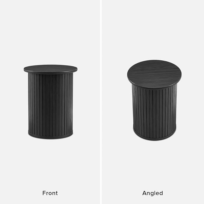 mopio Quin Pedestal Side Table, Tambour Round Fluted End Table, Small Accent - Image 6