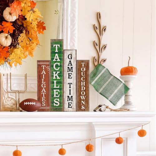 Lineshading 4 Pcs Fall Football Decor, Wooden Books Block Signs Home Tray - Image 5