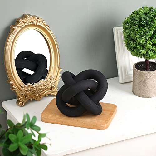 Yalikop 3 Link Wood Knot Decor Rustic Table Shelf Accents, Black - Image 6