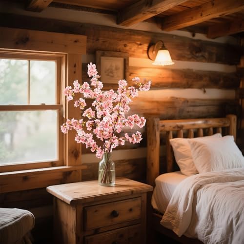 39.3 Inch Pink Cherry Blossom Branches Fake Cherry Blossom Bouquets Long 3pcs Branches Flowers Stems Silk Tall Japanese Fake Flower Arrangements for Home Wedding Party Decoration - Image 4
