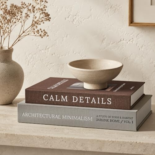 JARLINK Aesthetic Decorative Books, Set of 2 Linen Faux Book Boxes, Grey by JARLINK
