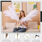 7 Pcs 45" Faux Pampas Grass – Fluffy Artificial Pompous Grass for Tall Floor Vase, Non-Shedding Home Decor, Boho Wedding Flowers, Baby Shower Centerpieces, Bedroom & Living Room Decor (White) - Image 2