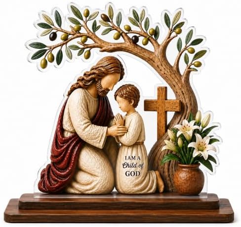 Confirmation Gifts for Boys, Jesus and Child of God Wooden Acrylic Plaque by KATINAT