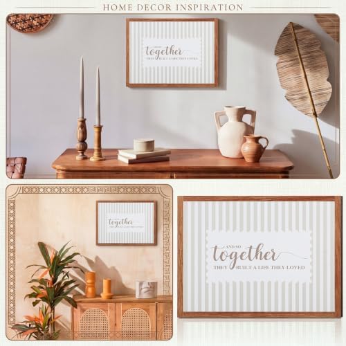 Jetec Together They Built a Life They Loved Rustic Wood Sign, Beige Striped - Image 4