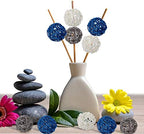 Yaomiao 15 Pcs Decorative Wicker Rattan Ball, 1.8 in, Navy Blue Gray White - Image 6
