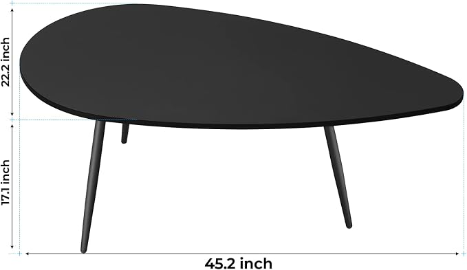 SAYGOER Black Small Coffee Table Modern Oval Coffee Tables Retro Center Table - Image 3