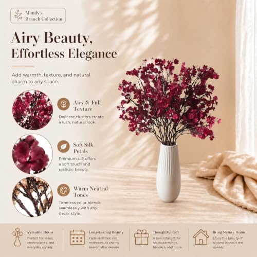 Mandy's 6 Bundles Artificial Burgundy Baby’s Breath Flowers - Image 2