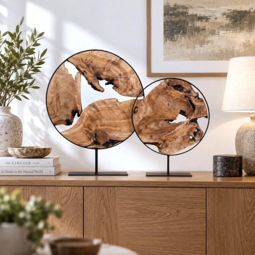 WELLAND Irregular Wood Sculpture, Tabletop Sculpture Collectible Decoration for Home Office Decor (Extra Large) - Image 3