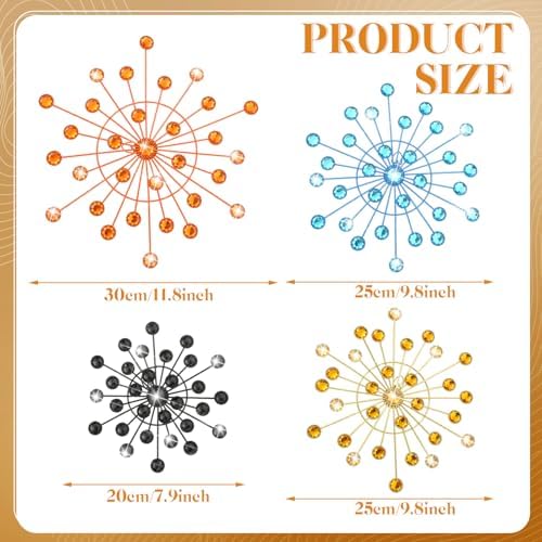 Blulu 4 Pcs Starburst Wall Decor, Mid Century Wall Art, Bling Metal Decor - Image 3
