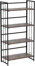 4NM No Assembly 4 Tiers Folding Bookshelf, 47.2" H Foldable Storage Shelves - Image 5