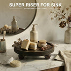 EOSAHR Display Riser: Pedestal Stand for Kitchen Decor, Distressed Black - Image 4