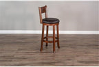 Pemberly Row Set of 3 Polished Brown Wood Bar Unit & 2 Swivel Barstool - Image 5