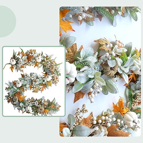 Fall Wreath Pumpkin Garland Thanksgiving Autumn Neutral Garlands Decoration - Image 4
