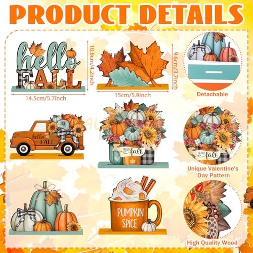 Yousoontic 6 Pcs Fall Thanksgiving Table Decor, Classic, Orange and Blue - Image 3