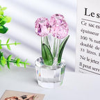Movdyka Tulips Glass Flowers Crystal Figurines Collectible Art Decor - Image 2