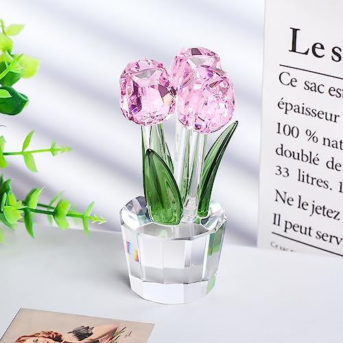 Movdyka Tulips Glass Flowers Crystal Figurines Collectible Art Decor - Image 2