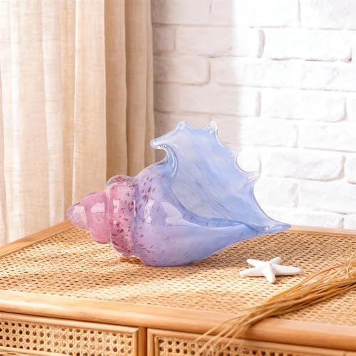 Hand-Blown Glass Conch Sculpture, Coastal Home Decor Conch Horn, Glass Art Seashell Ornament, Office, Living Room Tabletop Centerpiece, Bathroom Shelf top and Cabinet Decoration. - Image 3